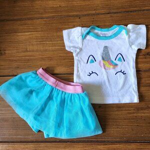 Gerber Baby Girl Top & Bike Shorts, 2-Piece Outfit Size 0-3 Months